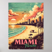 Vintage Miami Florida Reiseillustration Poster (Vorne)