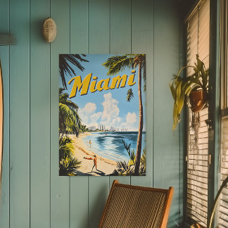 Vintage Miami Florida-Reiseroute Poster