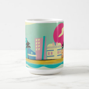 Vintage Miami Plakat aus den 1980er Jahren Kaffeetasse
