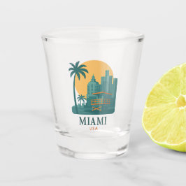 Vintage Miami USA Shot Glass – Retro Beach Skyline Schnapsglas