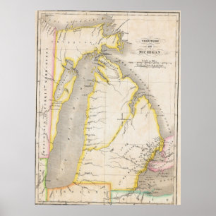Vintage-Michigan-Gebietskarte Poster 1825