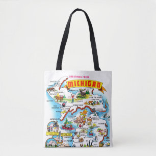 Vintage Michigan Grußkarte Karte Tasche