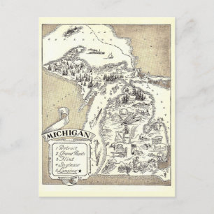 Vintage-Michigan-Karte als Postkarte