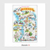 Vintage Michigan-Karte Aufkleber (Blatt)