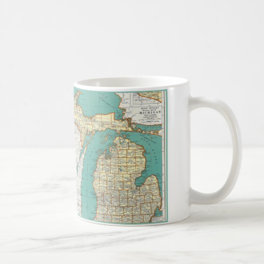Vintage Michigan-Karte Kaffeetasse (Rechts)
