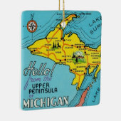 Vintage Michigan-Karte Keramikornament (Rechts)