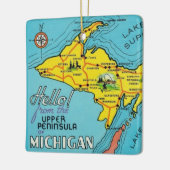 Vintage Michigan-Karte Keramikornament (Links)