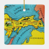 Vintage Michigan-Karte Keramikornament (Rückseite)
