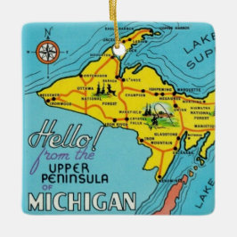 Vintage Michigan-Karte Keramikornament