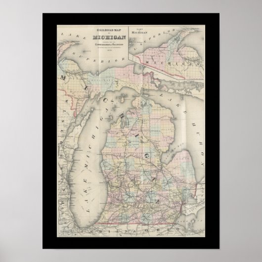 Vintage Michigan-Karte Poster (Vorne)
