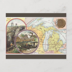 Vintage-Michigan-Karte Postkarte