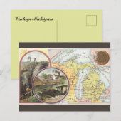 Vintage Michigan Map Postkarte (Vorne/Hinten)
