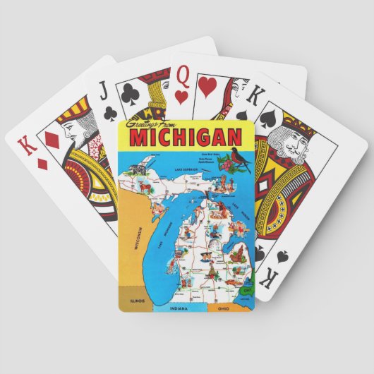 Vintage Michigan Map Spielkarten (Rückseite)