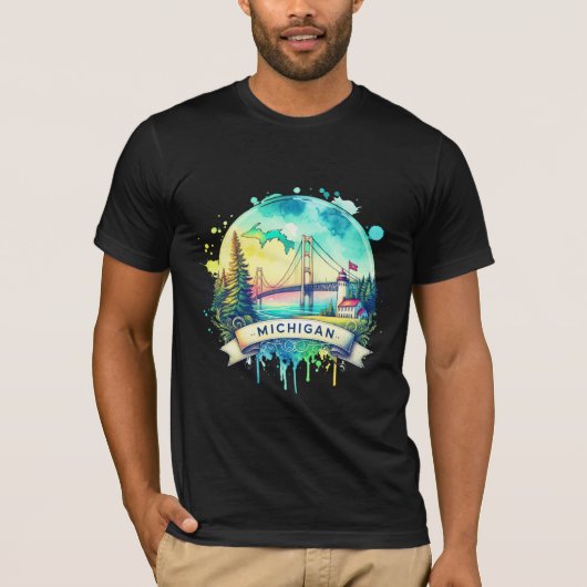 Vintage Michigan Map T-Shirts – Retro us state (Vorderseite)