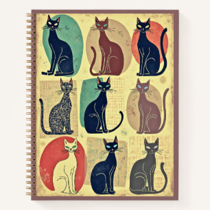 Vintage Mid-Century Modern Katzen Journal Notizblock