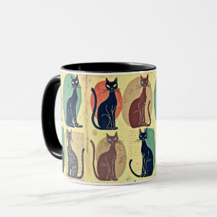 Vintage Mid-Century Modern Katzen Tasse