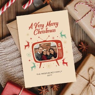 Vintage-Mid-Century-Retro-Familienfoto-Weihnachten Feiertagskarte