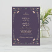 Vintage Midnight Botanical Ornamental Einladung (Stehend Vorderseite)