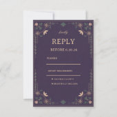 Vintage Midnight Botanical RSVP Karte (Vorderseite)