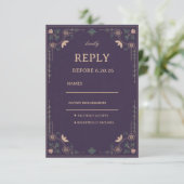 Vintage Midnight Botanical RSVP Karte (Stehend Vorderseite)