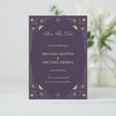 Vintage Midnight Botanical Save The Date (Stehend Vorderseite)