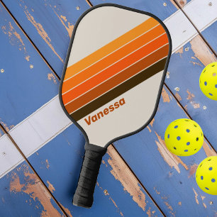 Vintage Midnight Sunrise Gestreift mit Namen Pickleball Schläger