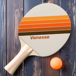 Vintage Midnight Sunrise Gestreift mit Namen Tischtennis Schläger