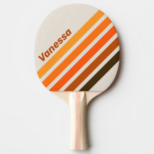 Vintage Midnight Sunrise Schräge Streifen mit Name Tischtennis Schläger