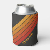 Vintage Midnight Sunset Stripes with Name Dosenkühler (Kanne Vorderseite)