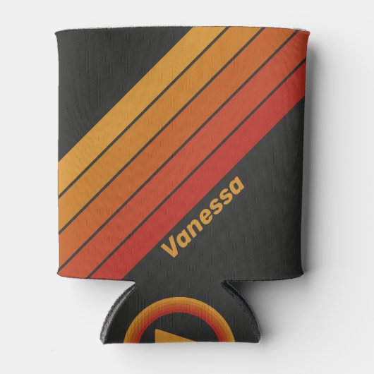 Vintage Midnight Sunset Stripes with Name Dosenkühler (Vorderseite)