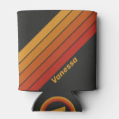 Vintage Midnight Sunset Stripes with Name Dosenkühler (Rückseite)