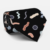 Vintage Mikrobiologie - Schwarze Konturen auf Weiß Krawatte (Gerollt)