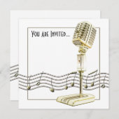 Vintage Mikrofon-Musik Einladung (Vorne/Hinten)