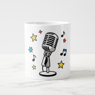 Vintage Mikrofon Musiknoten Retro Gesang Design Jumbo-Tasse