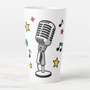 Vintage Mikrofon Musiknoten Retro Gesang Design Milchtasse