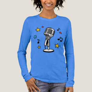 Vintage Mikrofon Musiknoten Retro Gesang Design Tri-Blend Shirt