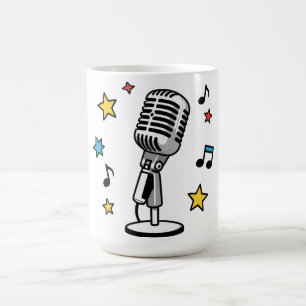 Vintage Mikrofon Musiknoten Retro Gesangsdesign Kaffeetasse