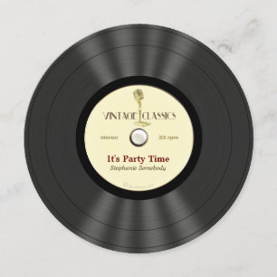 Vintage-Mikrofon-Schallplatten-Party-Einladungen Einladung