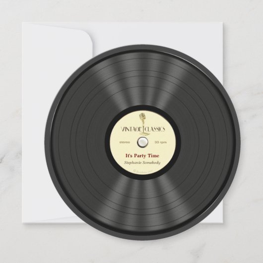 Vintage Mikrofon-Vinylaufzeichnungs-Party Einladung (Vorderseite)