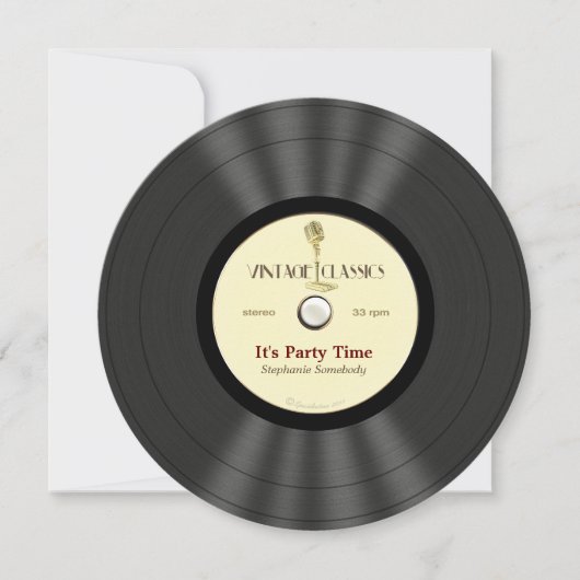 Vintage Mikrofon-Vinylaufzeichnungs-Party Einladung (Vorderseite)