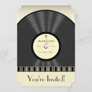 Vintage Mikrofon-Vinylaufzeichnungs-Party Einladung