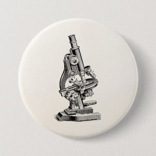 Vintage Mikroskop-Illustration Retro Steampunk Button