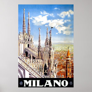 Vintage Milano Reise einzigartiges Druckplakat Poster
