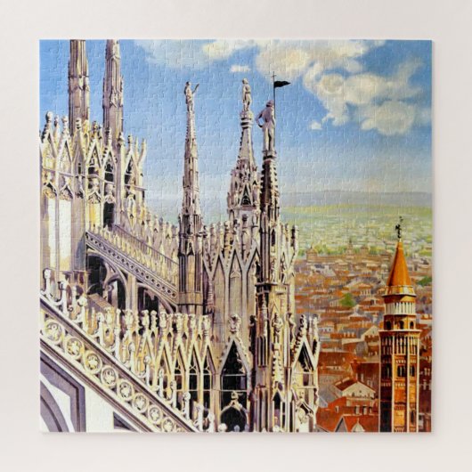 Vintage Milano-Reise - Illustration Kunst, Dichtun Puzzle (Vertikal)