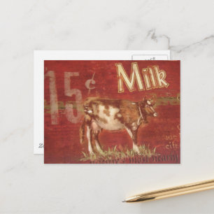 Vintage-Milchkuh 15 Cent Milch Postkarte