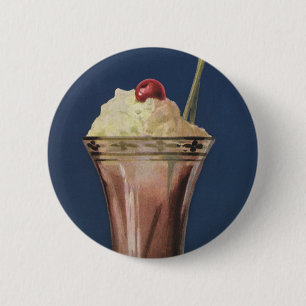 Vintage-Milchshake mit Schlagsahne und Kirsche Button