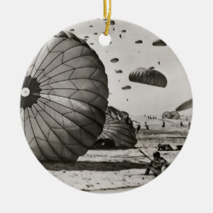 Vintage Militär Fallschirm Landung Keramik Ornament