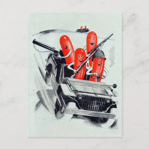 Vintage Militär Hotdog Postkarte