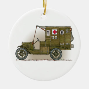 Vintage-Militär-Rettungswagen-Ornament Keramik Ornament