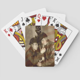 Vintage Militärfoto - Bicycle Poker Kartenspiel Spielkarten